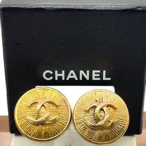 CHANEL Radiant Gold Logo Earrings